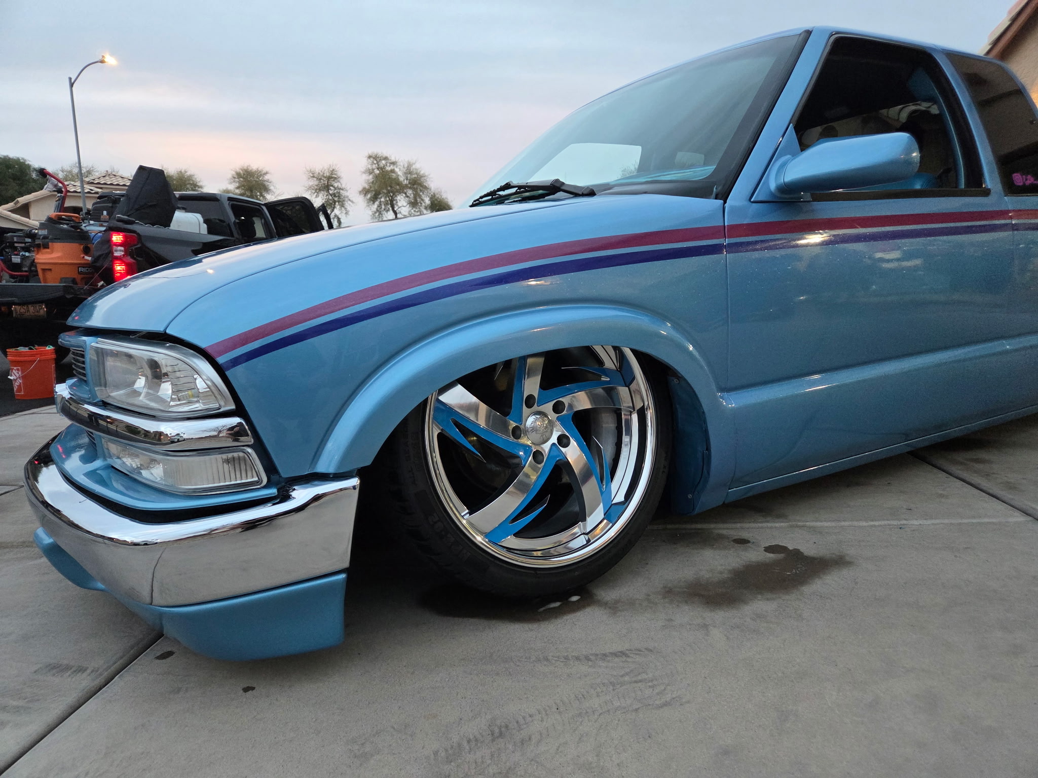 Blue truck exterior detailing before and after in Glendale AZ